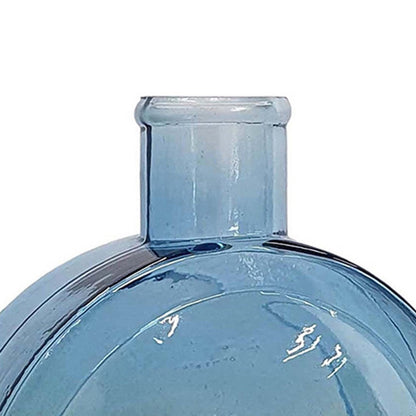 Decorative Floral Vase, Ocean Blue Glass with Stone Motif, 8 Inch