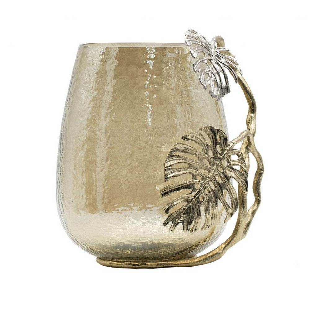 Azra Decorative Vase with Aluminum Leaf Handle
