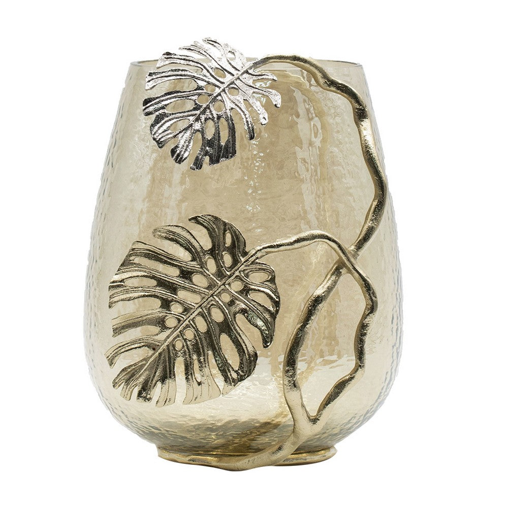 Azra Decorative Vase with Aluminum Leaf Handle