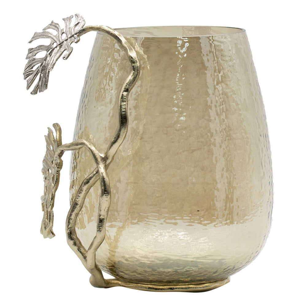 Azra Decorative Vase with Aluminum Leaf Handle