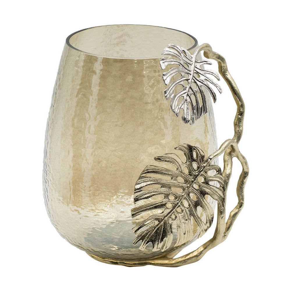 Azra Decorative Vase with Aluminum Leaf Handle