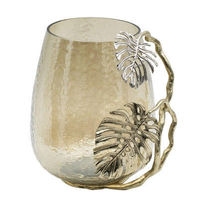 Azra Decorative Vase with Aluminum Leaf Handle