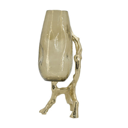 Dyna Decorative Vase with Branch Style Base, Aluminum
