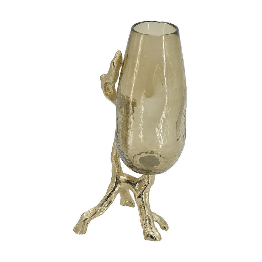Dyna Decorative Vase with Branch Style Base, Aluminum