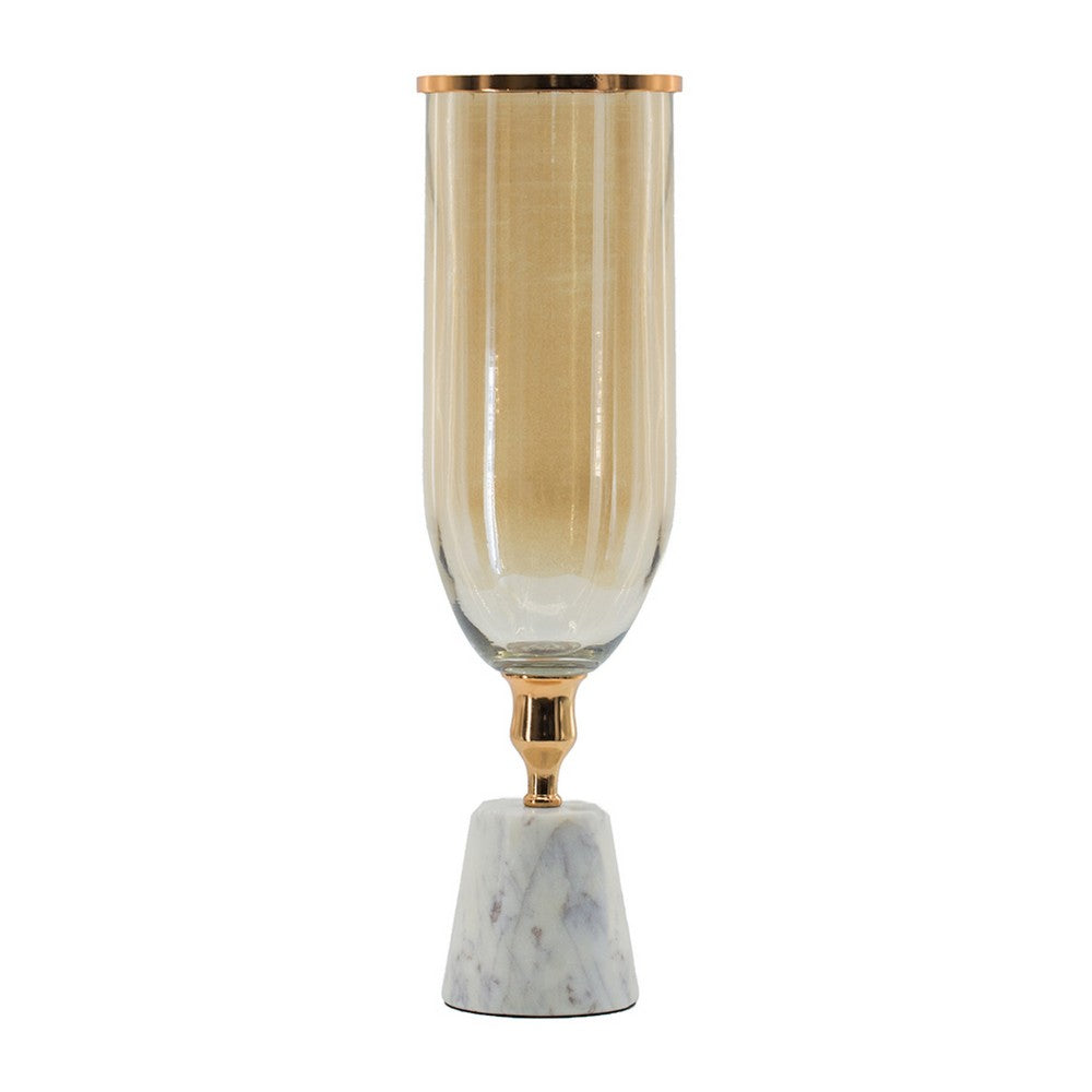 Kylie Decorative Vase with White Marble Base, Aluminum
