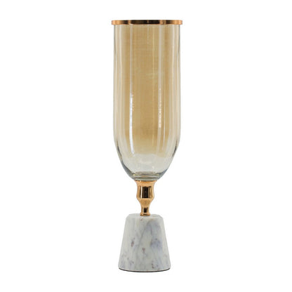 Kylie Decorative Vase with White Marble Base, Aluminum
