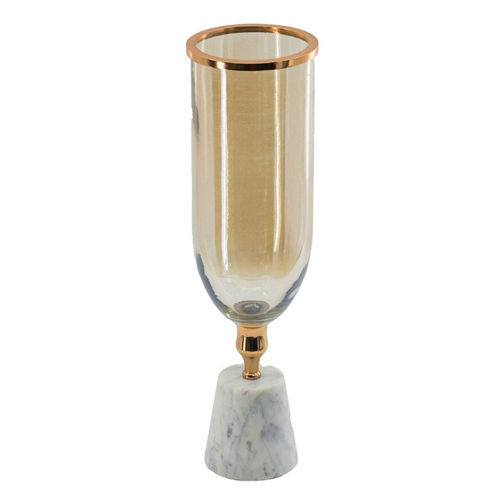 Kylie Decorative Vase with White Marble Base, Aluminum