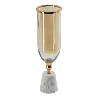 Kylie Decorative Vase with White Marble Base, Aluminum