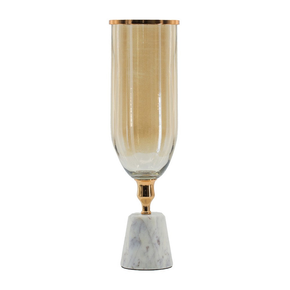 Kylie Decorative Vase with White Marble Base, Aluminum