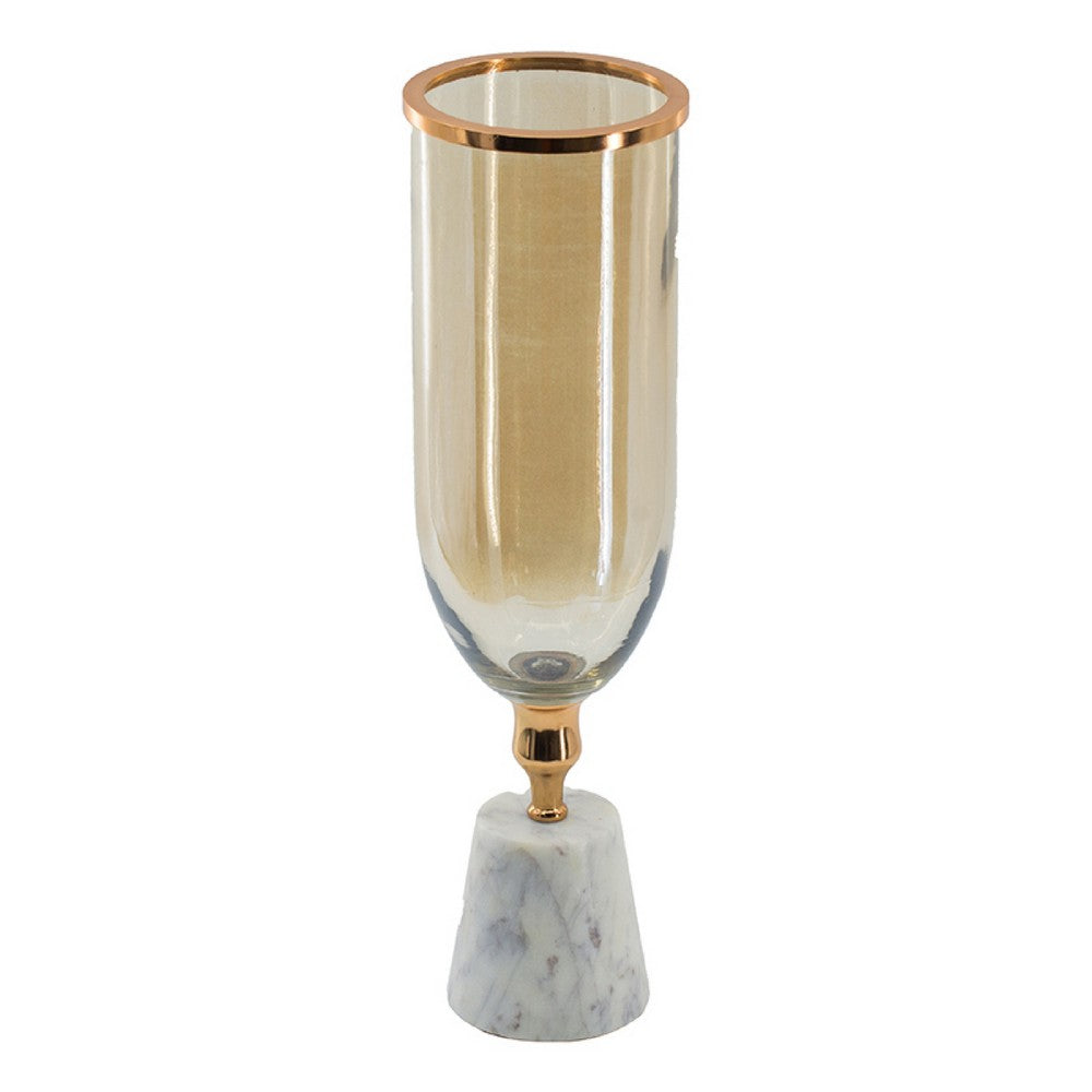 Kylie Decorative Vase with White Marble Base, Aluminum