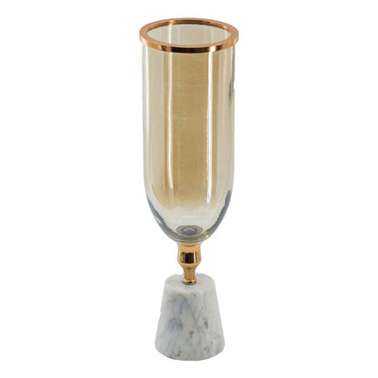 Kylie Decorative Vase with White Marble Base, Aluminum