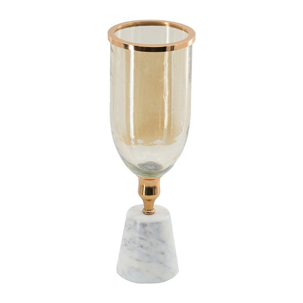 Kylie Decorative Vase with White Marble Base, Aluminum