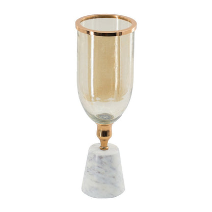 Kylie Decorative Vase with White Marble Base, Aluminum
