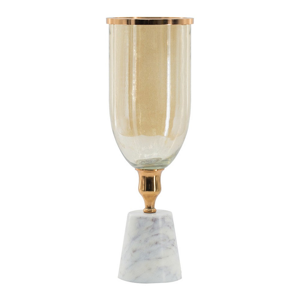 Kylie Decorative Vase with White Marble Base, Aluminum