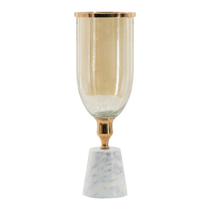 Kylie Decorative Vase with White Marble Base, Aluminum