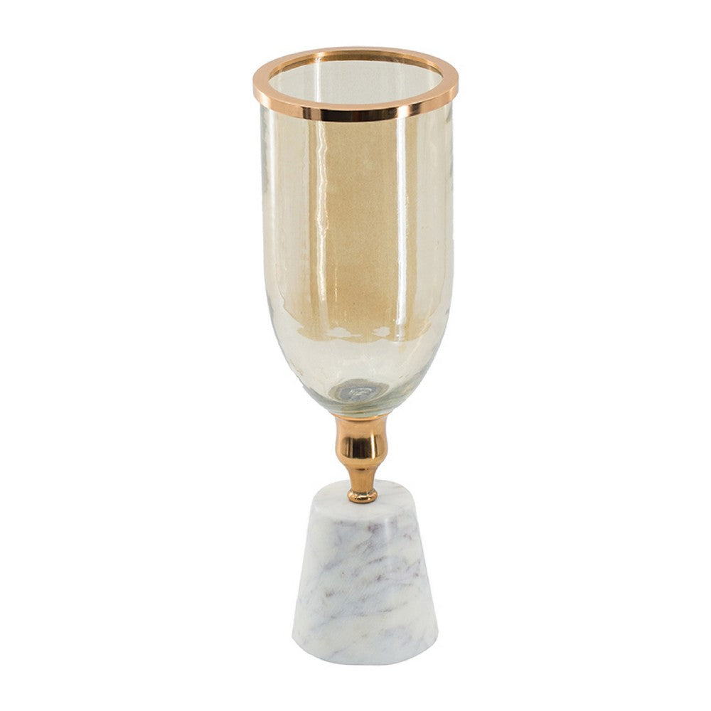 Kylie Decorative Vase with White Marble Base, Aluminum