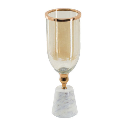 Kylie Decorative Vase with White Marble Base, Aluminum