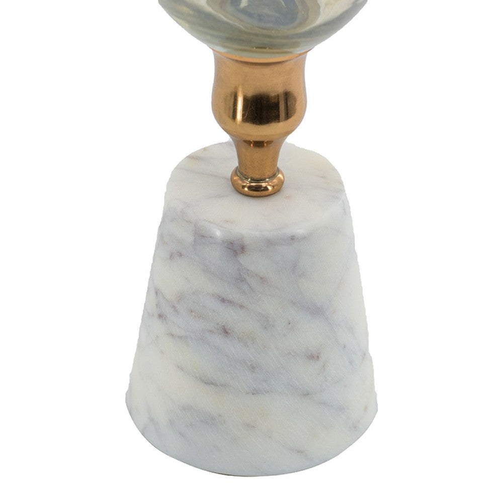 Kylie Decorative Vase with White Marble Base, Aluminum