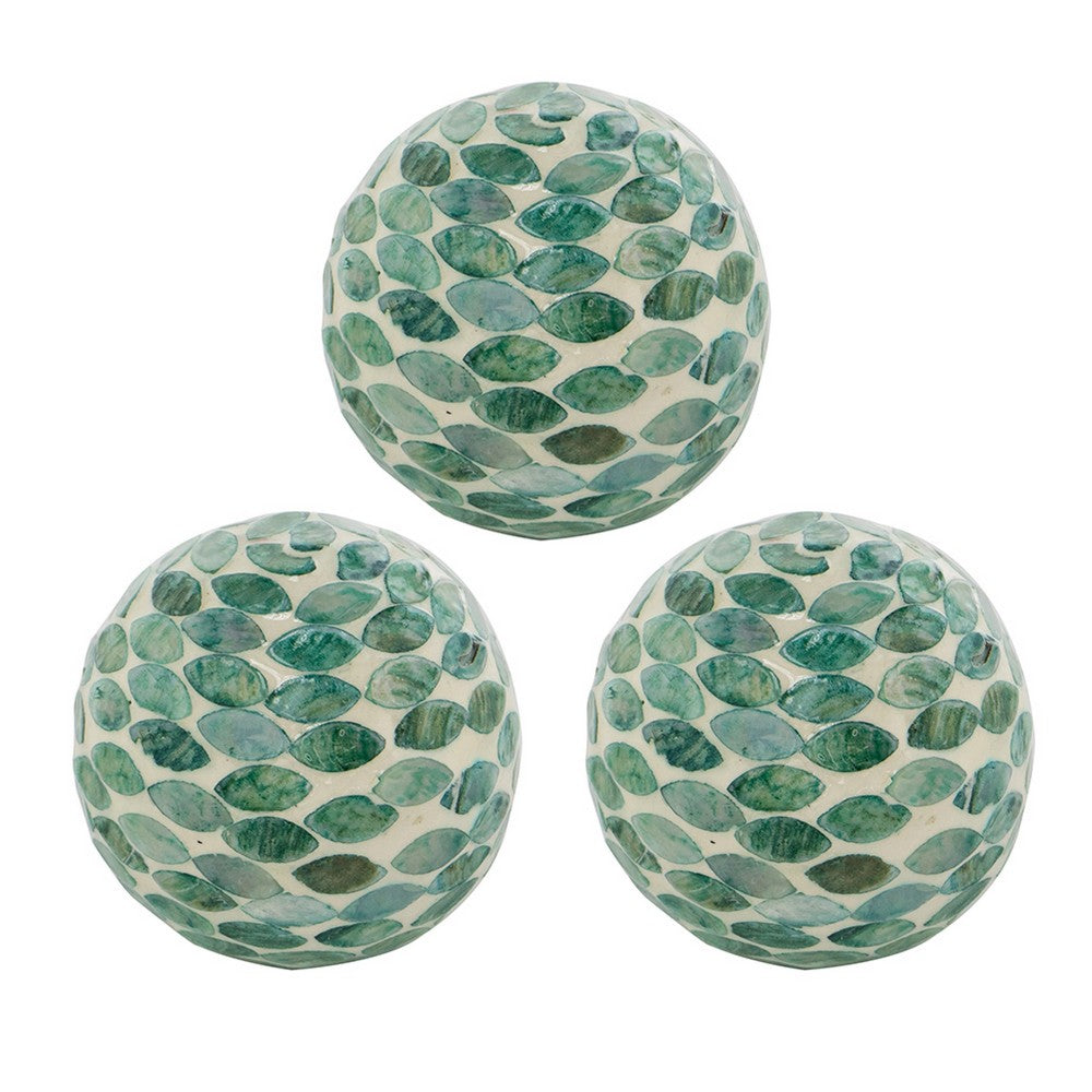 Sunny Decorative Ball Set of 3, Capiz Shell Details