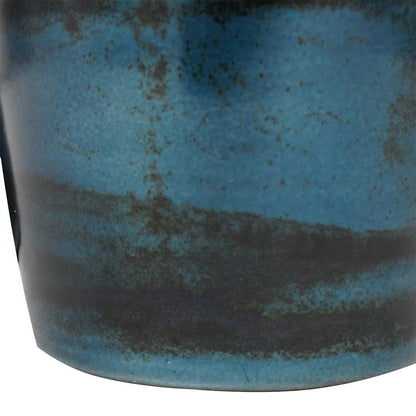 Viena Decorative Vase Set of 2, Aluminum Rim, Layered Blue Glass