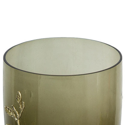Keath Large Vase with Gold Capri Leaf Design, Brass