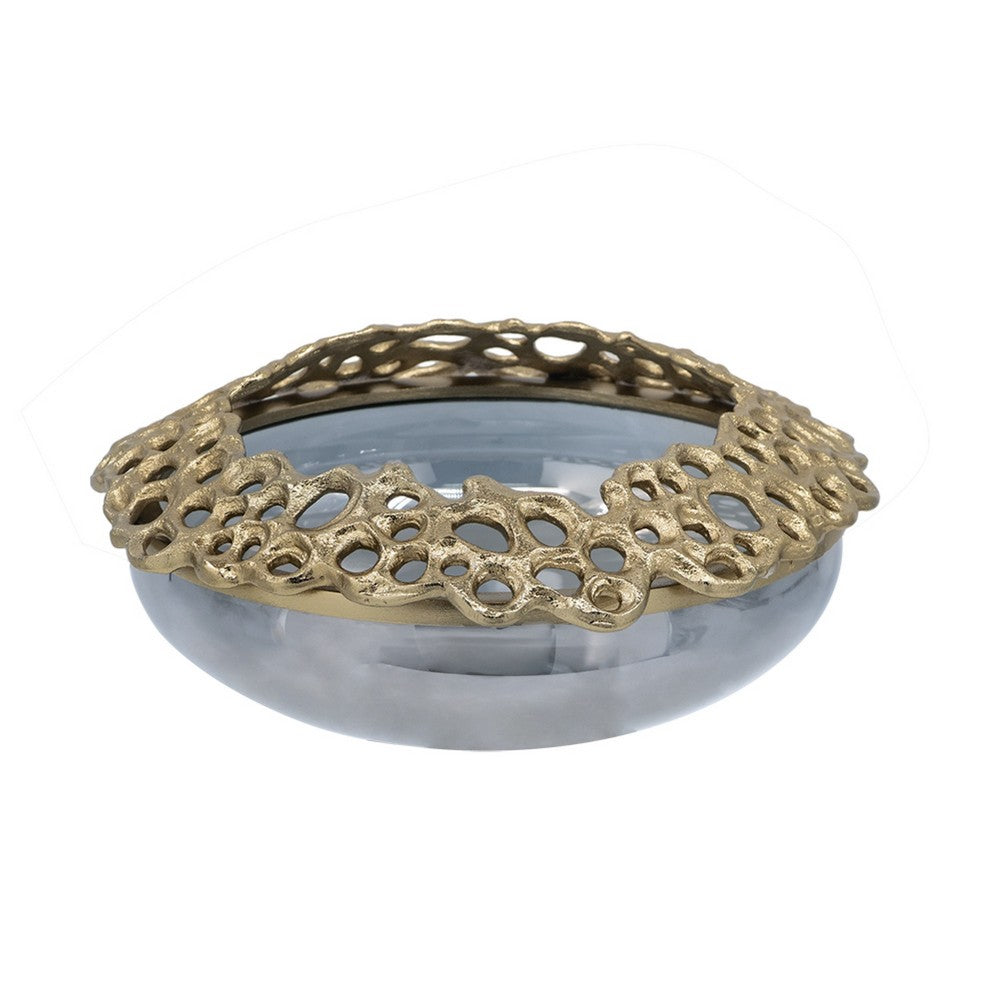 Brian Decorative Bowl with Gold Aluminum Sculpted Lid