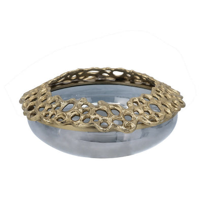 Brian Decorative Bowl with Gold Aluminum Sculpted Lid