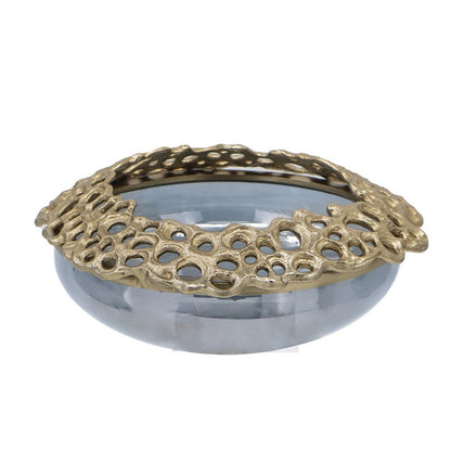 Brian Decorative Bowl with Gold Aluminum Sculpted Lid