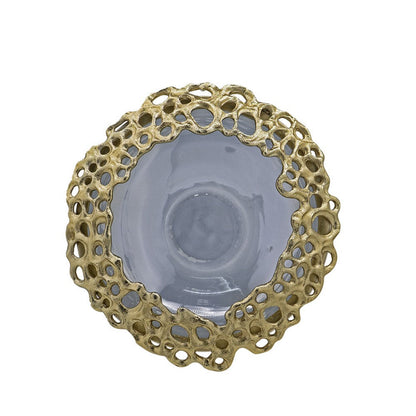 Brian Decorative Bowl with Gold Aluminum Sculpted Lid