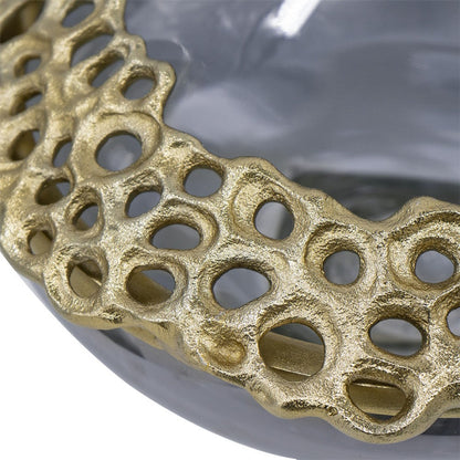Brian Decorative Bowl with Gold Aluminum Sculpted Lid