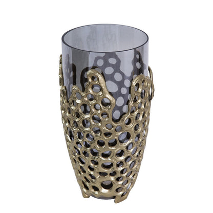 Brian Decorative Vase with Gold Metal Sculpted Lid