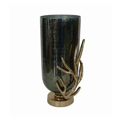Jenise Small Vase with Gold Aluminum Leaf Accent