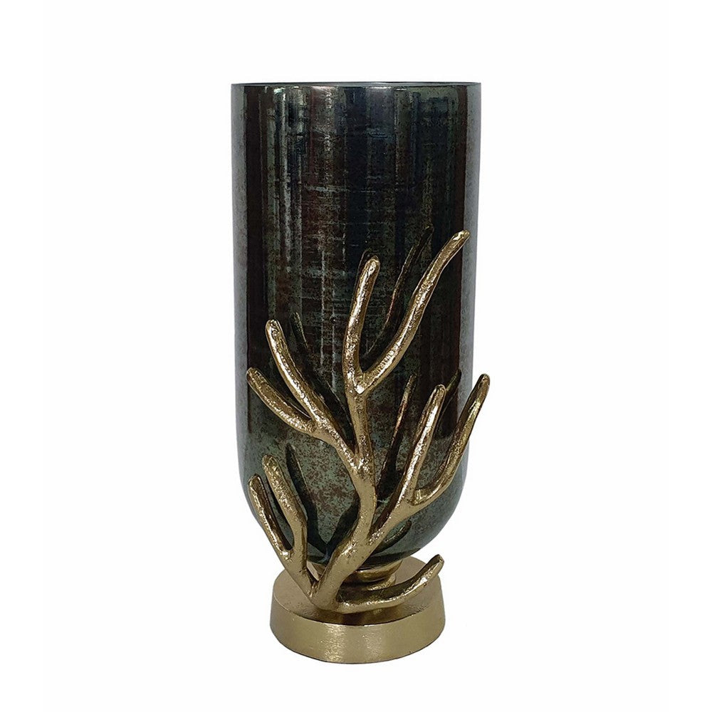 Jenise Small Vase with Gold Aluminum Leaf Accent