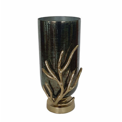 Jenise Small Vase with Gold Aluminum Leaf Accent