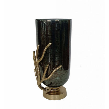 Jenise Small Vase with Gold Aluminum Leaf Accent