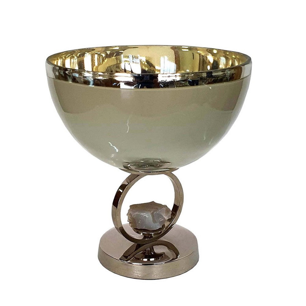 Chery Decorative Bowl, Open Ring Design, Silver Finish