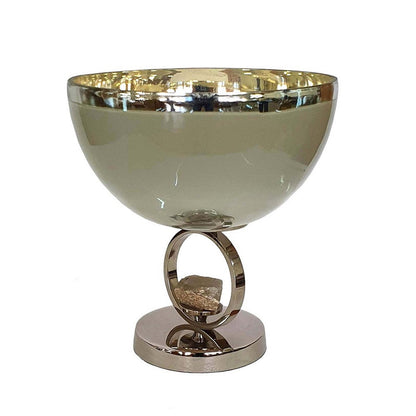 Chery Decorative Bowl, Open Ring Design, Silver Finish