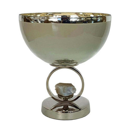 Chery Decorative Bowl, Open Ring Design, Silver Finish