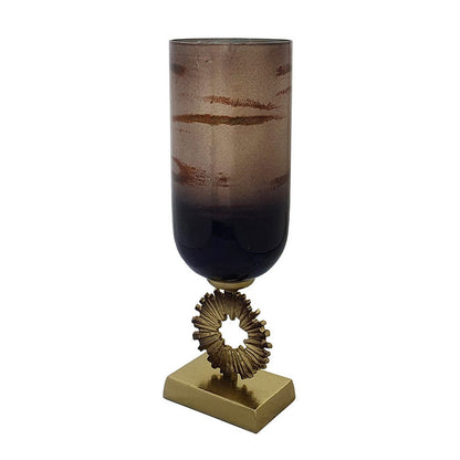 Ginny Vase, Sculpted Vintage Gold Ring Accent, Gold-Gray Glass