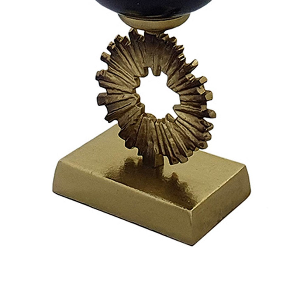 Ginny Vase, Sculpted Vintage Gold Ring Accent, Gold-Gray Glass