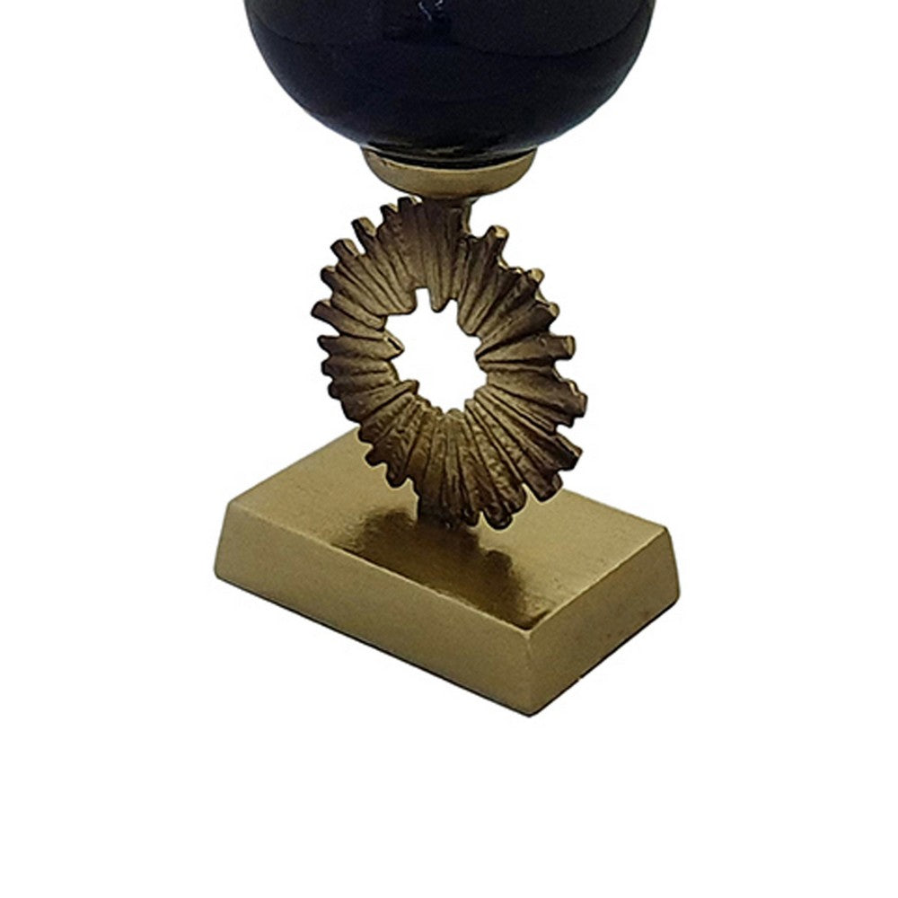 Ginny Vase, Sculpted Classical Gold Ring Accent, Gold-Gray Glass