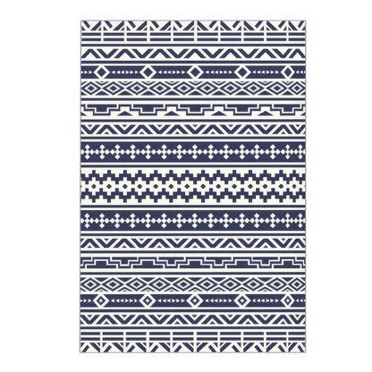 Mez 6x9 Medium Area Outdoor Rug, White Blue Geometric