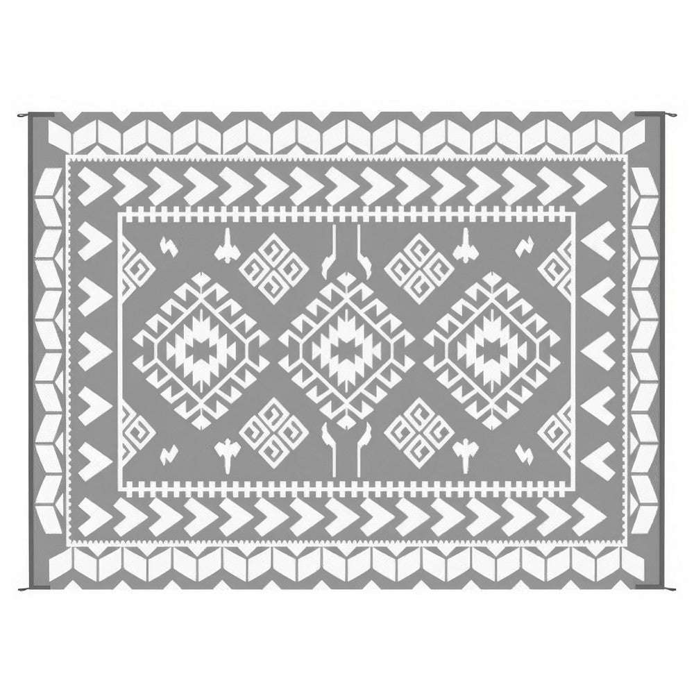 Pema Outdoor Area Rug, Gray and White Patchwork, XL 9x12 Beach Rug
