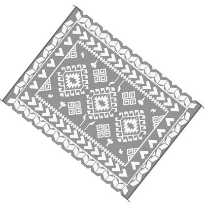 Pema Outdoor Area Rug, Gray and White Patchwork, XL 9x12 Beach Rug