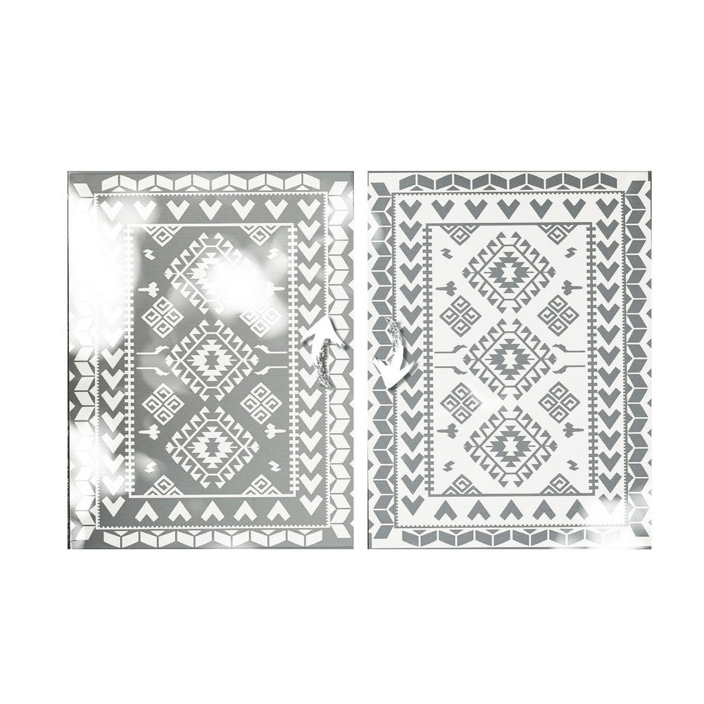 Pema Outdoor Area Rug, Gray and White Patchwork, XL 9x12 Beach Rug