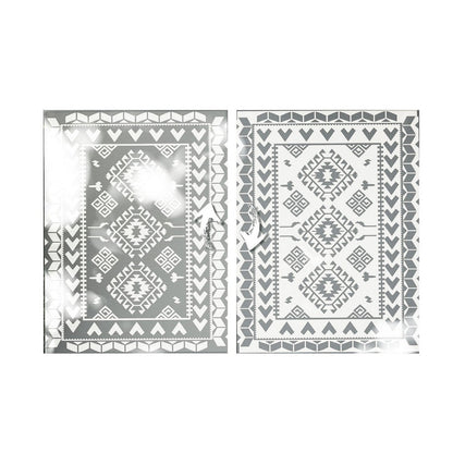 Pema Outdoor Area Rug, Gray and White Patchwork, XL 9x12 Beach Rug
