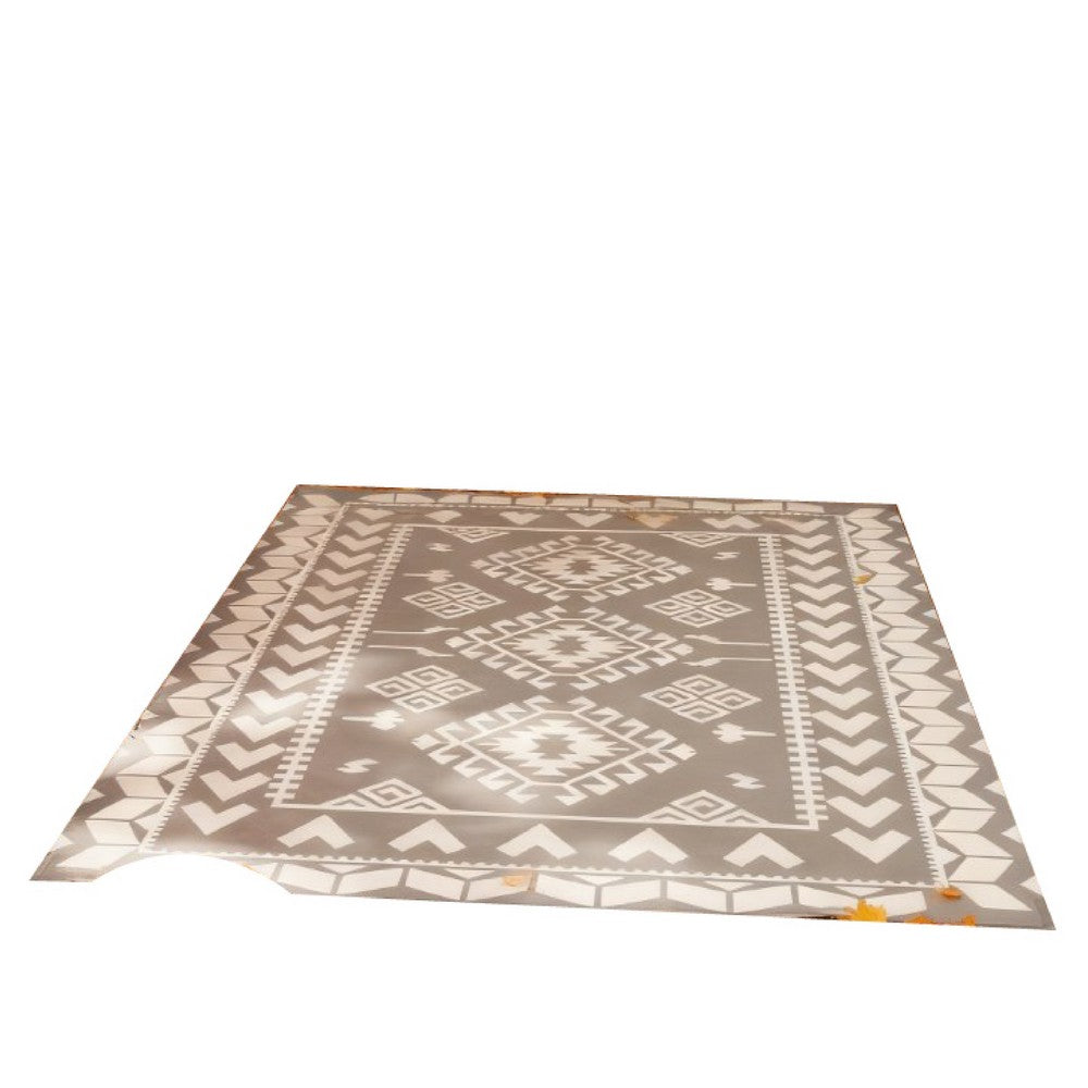 Pema Outdoor Area Rug, Gray and White Patchwork, XL 9x12 Beach Rug
