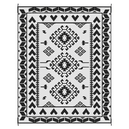 Pema Outdoor Area Rug, Black and White Patchwork, Large 8x10 Beach Rug