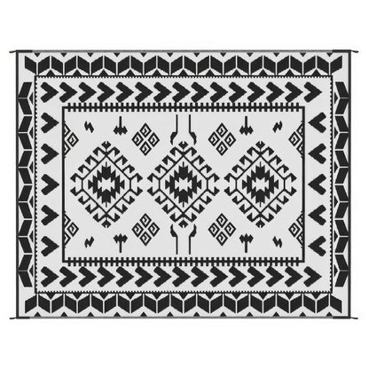 Pema Outdoor Area Rug, Black and White Patchwork, Large 8x10 Beach Rug