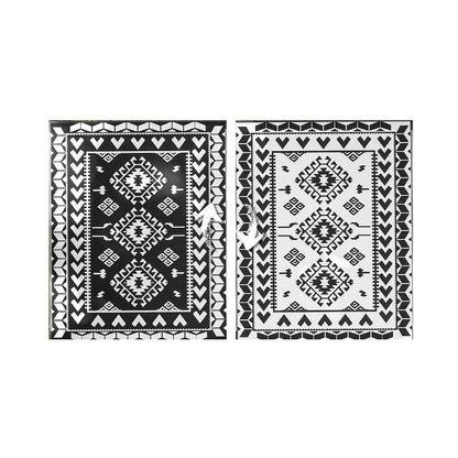 Pema Outdoor Area Rug, Black and White Patchwork, Large 8x10 Beach Rug
